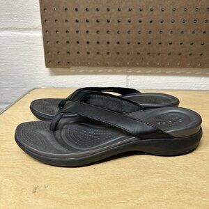 Crocs Size 9 Flip Flops Women's Capri V Black Graphite Relaxed Fit Dual Comfort